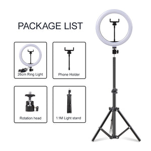 Photo Lights 26cm/10in Circle Ring Light Dimmable Luces LED Selfie USB