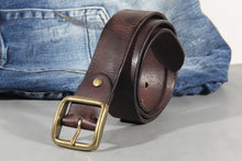 Charger l\&#39;image dans la visionneuse de la galerie, 3.8cm Belt Male Leather Copper Buckle Handmade First Pure Cowhide Retro All-match