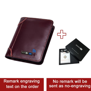 Smart Bluetooth Wallet Tracker Genuine Leather Men Wallets Finder