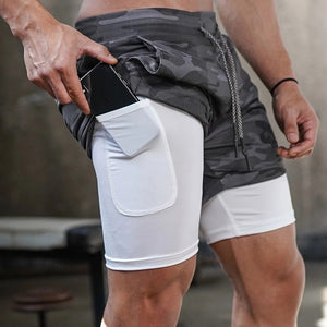 Man Jogging Sportswear Mens 2 In 1 Beach Sport Shorts Quick Drying Running