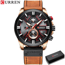 Charger l\&#39;image dans la visionneuse de la galerie, CURREN Watch Chronograph Sport Mens Watches Quartz Clock Leathe