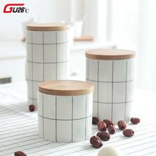 Load image into Gallery viewer, Round Plaid Sealed Ceramic Storage Jar For Spices Tea Coffee Can