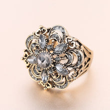 Load image into Gallery viewer, Kinel Luxury Gray Crystal Flower Vintage Wedding Rings