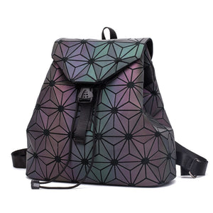 Women Laser Luminous Backpack Mini Geometric Shoulder Bag