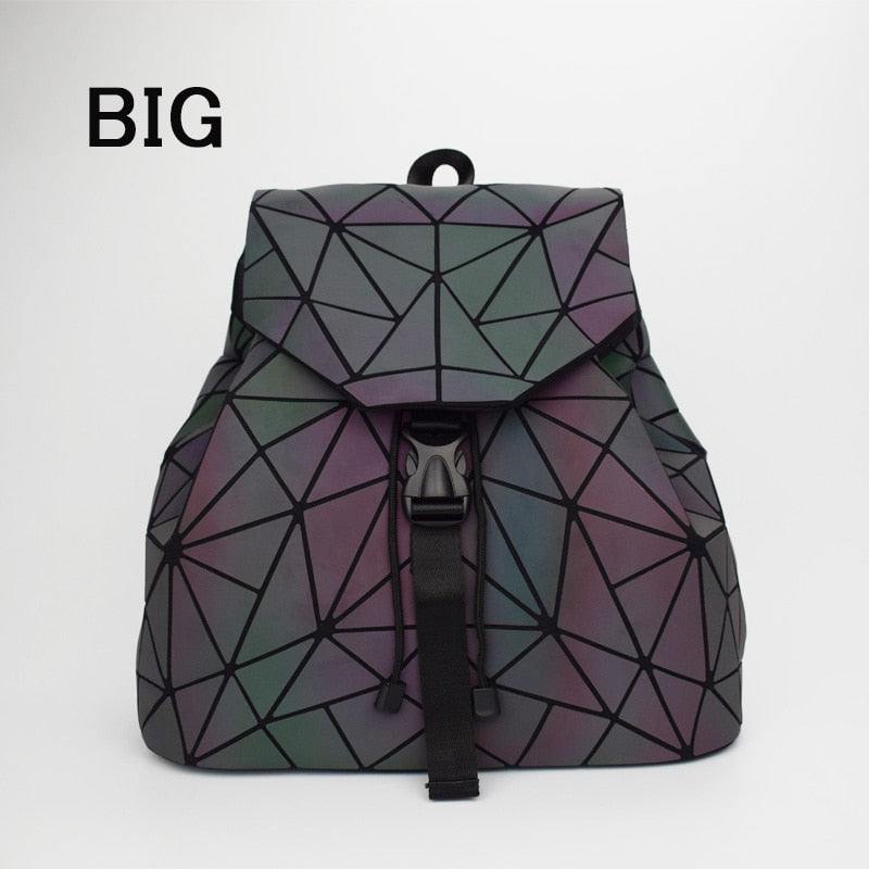 Women Laser Luminous Backpack Mini Geometric Shoulder Bag