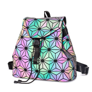 Women Laser Luminous Backpack Mini Geometric Shoulder Bag