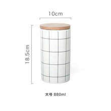 Load image into Gallery viewer, Round Plaid Sealed Ceramic Storage Jar For Spices Tea Coffee Can