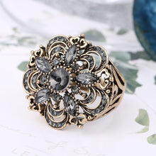 Charger l\&#39;image dans la visionneuse de la galerie, Kinel Luxury Gray Crystal Flower Vintage Wedding Rings