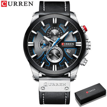 Charger l\&#39;image dans la visionneuse de la galerie, CURREN Watch Chronograph Sport Mens Watches Quartz Clock Leathe