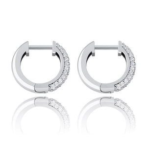 TOPGRILLZ 925 Sterling Silver 14mm Round Earring Iced Micro Pave