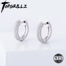 Charger l\&#39;image dans la visionneuse de la galerie, TOPGRILLZ 925 Sterling Silver 14mm Round Earring Iced Micro Pave