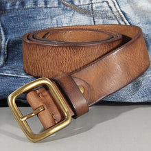 Load image into Gallery viewer, 3.8cm Belt Male Leather Copper Buckle Handmade First Pure Cowhide Retro All-match