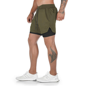 Man Jogging Sportswear Mens 2 In 1 Beach Sport Shorts Quick Drying Running