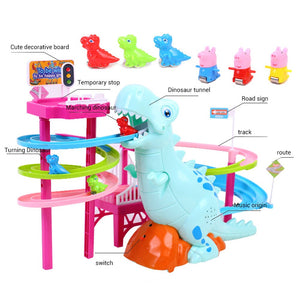 Dinosaur Park Climbing Stairs Assembled Track LED Toys