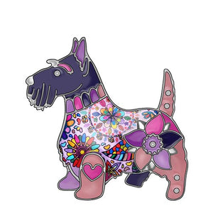 Bonsny  Enamel Alloy Floral Scottish Dog Brooches Pin Clothes Scarf Animal