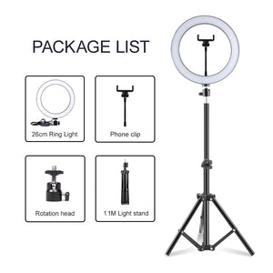 Photo Lights 26cm/10in Circle Ring Light Dimmable Luces LED Selfie USB
