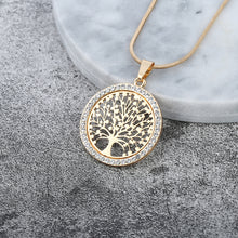 Load image into Gallery viewer, Hot Tree of Life Crystal Round Small Pendant Necklace Gold Silver Colors Bijoux Collier