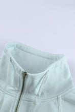 Charger l\&#39;image dans la visionneuse de la galerie, Cotton Pocketed Half Zip Pullover Green Sweatshirt