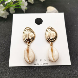 JCYMONG 13 Style Sea Shell Earrings For Women Gold Silver Color Metal Shell Cowrie Statement