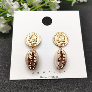 JCYMONG 13 Style Sea Shell Earrings For Women Gold Silver Color Metal Shell Cowrie Statement