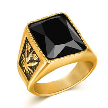 Charger l\&#39;image dans la visionneuse de la galerie, Jiayiqi Men Hiphop Ring 316L Stainless Steel Black/Red Stone Ring Rock Fashion Male Jewelry