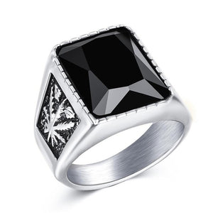 Jiayiqi Men Hiphop Ring 316L Stainless Steel Black/Red Stone Ring Rock Fashion Male Jewelry