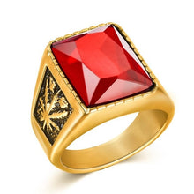 Charger l\&#39;image dans la visionneuse de la galerie, Jiayiqi Men Hiphop Ring 316L Stainless Steel Black/Red Stone Ring Rock Fashion Male Jewelry