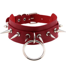 Load image into Gallery viewer, KMVEXO Big O-Round Punk Rock Gothic Chokers Women Men Leather Silver Spike Rivet Stud Collar Choker