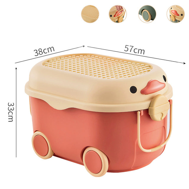 Large 18inch/22 Inch Cartoon PP Storage Boxes Washable Pulley Design Movable Kids Toys Box Bin Closet Organizer Shelf Bookcase
