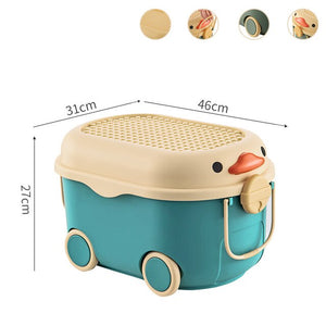 Large 18inch/22 Inch Cartoon PP Storage Boxes Washable Pulley Design Movable Kids Toys Box Bin Closet Organizer Shelf Bookcase