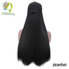 Load image into Gallery viewer, MISS WIG 22Inch Long Wavy Natural Black Cap Hair Extensions Light Brown Black 3 Colors Hat Hairpiece Synthetic Heat Resistant