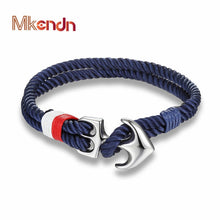 Load image into Gallery viewer, MKENDN High Quality Anchor Bracelets Men Charm Nautical Survival Rope Chain Paracord Bracelet Male Wrap Metal Sport Hooks