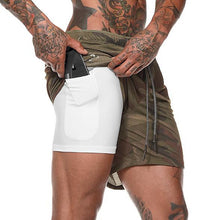 Charger l\&#39;image dans la visionneuse de la galerie, Men&#39;s 2 in 1 Running Shorts Security Pockets Leisure Shorts Quick Drying Sport Shorts Built-in Pockets Hips Hiden Zipper Pockets