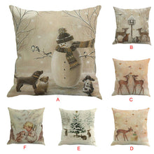 Load image into Gallery viewer, Merry Christmas Printed Linen Pillow Case Santa