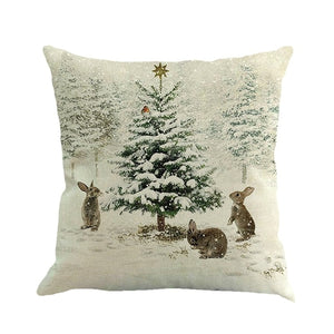 Merry Christmas Printed Linen Pillow Case Santa