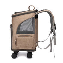 Load image into Gallery viewer, Travel Breathable Brown Linen Fabric Pet Backpack Bag