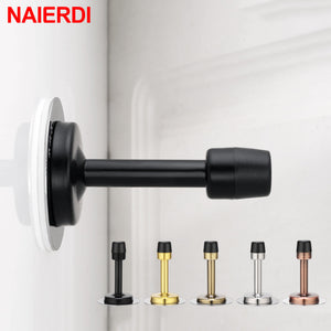 NAIERDI Rubber Wall Mounted Door Stopper Stainless Steel Door Stops Holder Catch Floor Fitting With Screws Bedroom Home Hardware