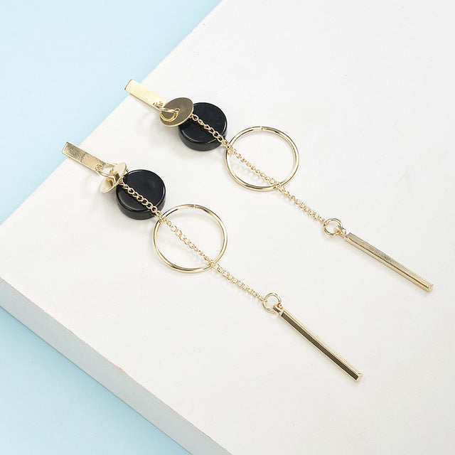 New Fashion Circle Dangle Earrings Metal long Pendientes round earring for women