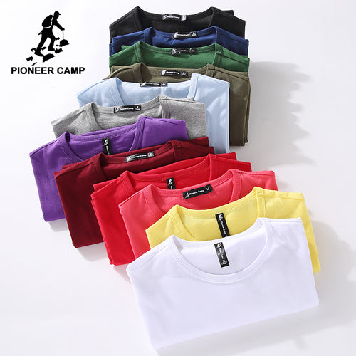 Pioneer Camp drop shipping t shirt men summer 100% cotton solid t-shirt mens casual tshirt male