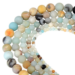 Polish Round Matte Frosted Tiger Eye Turquoises Natural Stone Beads Amazonite Watermelon Loose