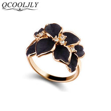 Charger l\&#39;image dans la visionneuse de la galerie, QCOOLJLY Hotting Sale Jewelry Ring With Rose Gold Color Austrian Crystal Black
