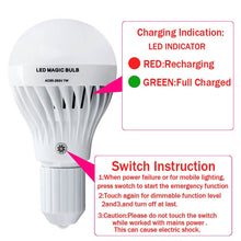 Load image into Gallery viewer, Rechargeable E27 7W LED Light Bulb White Home Corridor Balcony Emergency Bulb Light Flashlight W/Remote Control AC 85-265V H6