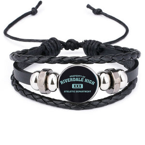 Riverdale Bracelet Men's Jewelry with Genuine Leather Multilayer Riverdale Pattern Glass Cabochon Charm Beaded Bracelet Bangle