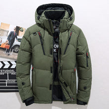 Charger l\&#39;image dans la visionneuse de la galerie, Veste à chaud avec capuche en duvet de canard blanc pour homme, manteau décontracté de haute qualité, matière épaisse, style parka, vêtement thermique pour hiver