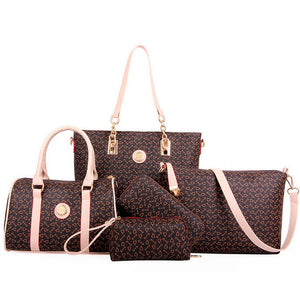 Women's Tote / Clutch / Shoulder Messenger Bag Bag Sets PU(Polyurethane) Solid Colored 4 Pieces Purse Set Brown / Blue / Pink