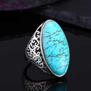 Women's Ring Silver Ring Fine Jewelry Vintage Turquoise Hollow Elegant Ring