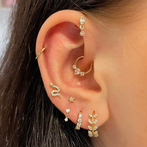 Daith Ear Ring Piercing Earrings for Women Jewelry 2023 1PC Gold Color Star