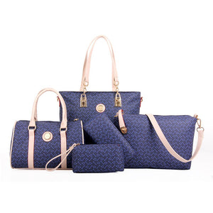 Women's Tote / Clutch / Shoulder Messenger Bag Bag Sets PU(Polyurethane) Solid Colored 4 Pieces Purse Set Brown / Blue / Pink
