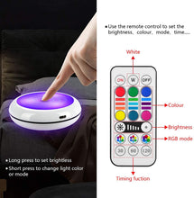 Load image into Gallery viewer, USB Rechangeable RGBW LED Cabinet Light Puck Light 16 Colors Remote