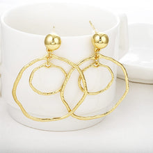 Load image into Gallery viewer, Simple fashion gold color Silver plated geometric big round earrings for women